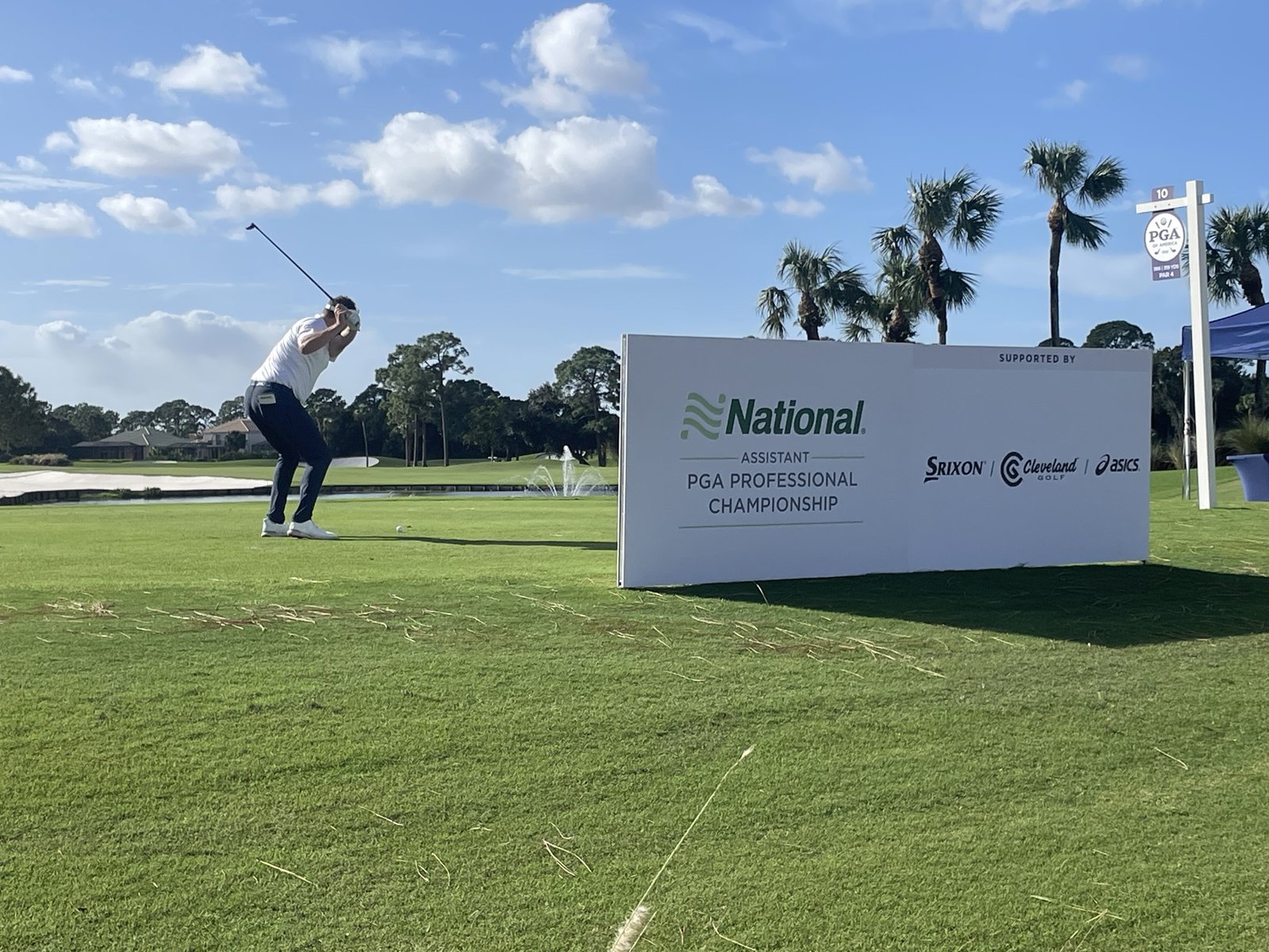 David swinging on the tee at a national PGA Professional championship